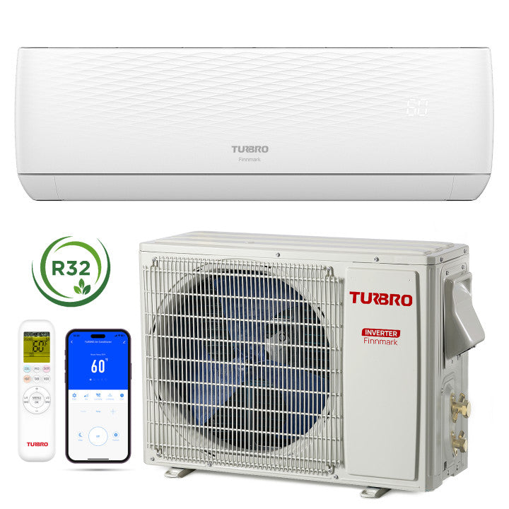 Finnmark 24,000 BTU WiFi Ductless Mini Split AC with Heat Pump, 230V (R32)