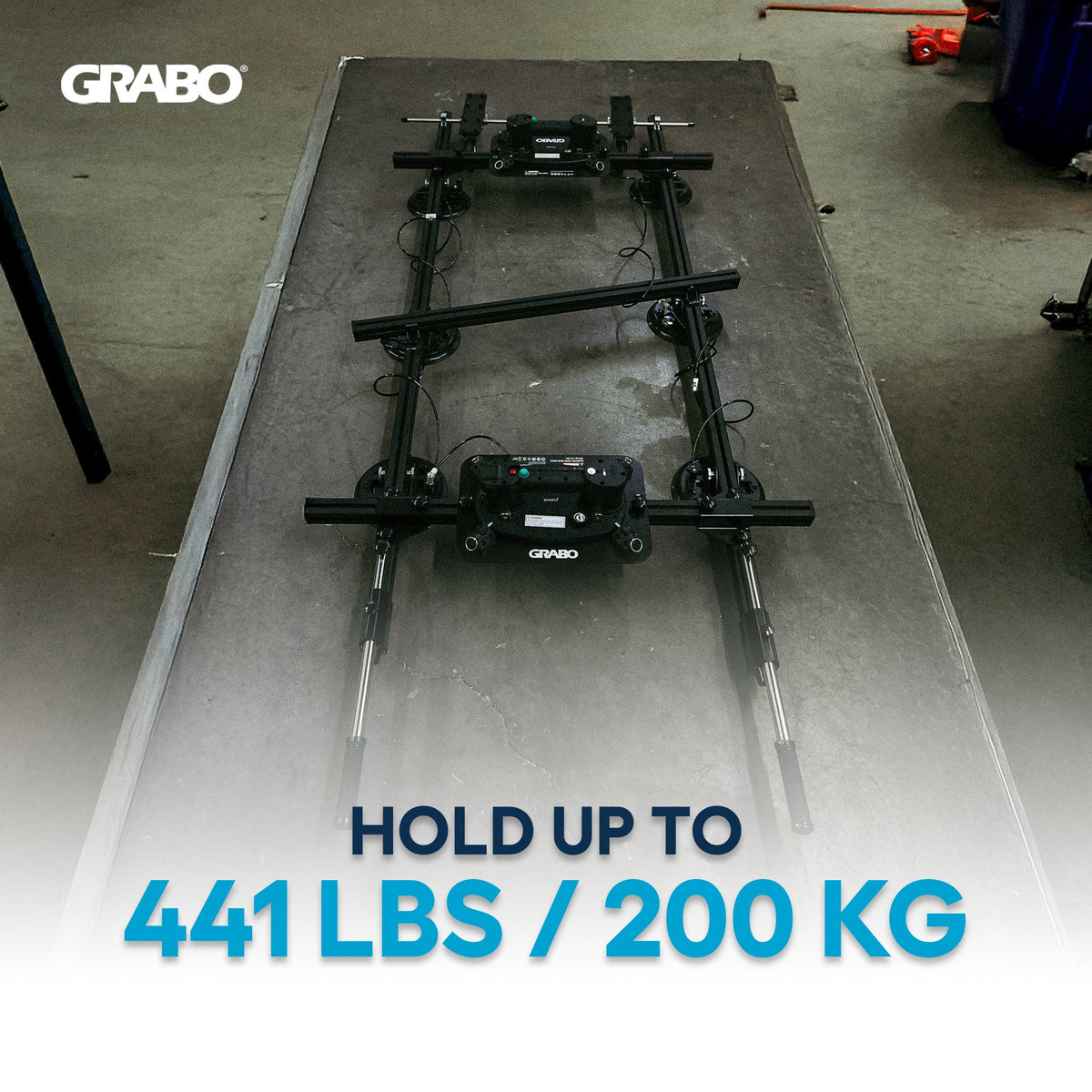 GRABO Panel Pro Modular Rail Suction Gripster System, 6 Cups, 441 lb