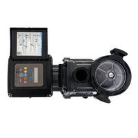 Pump with digital display and filter on a white background