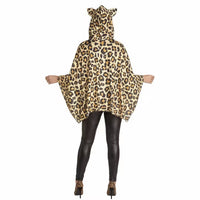 Leopard-Print Hooded Pullover Poncho Adult Costume