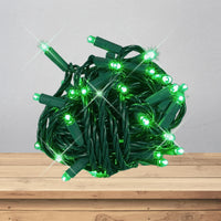 LED Mini Lights 5MM Green Twinkle Green Wire 6" Spacing