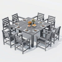 Pamapic HDPE Outdoor Dining Table and Chairs with Umbrella Hole
