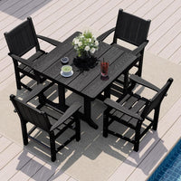Pamapic HDPE Outdoor Dining Table and Chairs with Umbrella Hole