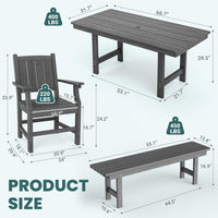 Pamapic HDPE Outdoor Dining Table and Chairs with Umbrella Hole