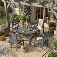 Pamapic HDPE Outdoor Dining Table and Chairs with Umbrella Hole