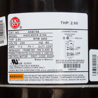 US Motors ASB748 2.0HP 230V 56Y Square Flange Pool Pump Motor