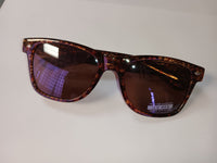 Brown Blues Brother Style Sunglasses with Houndstooth Design and Dark Lenses
