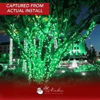 LED Mini Lights 5MM Green Static Green Wire - 6" Spacing