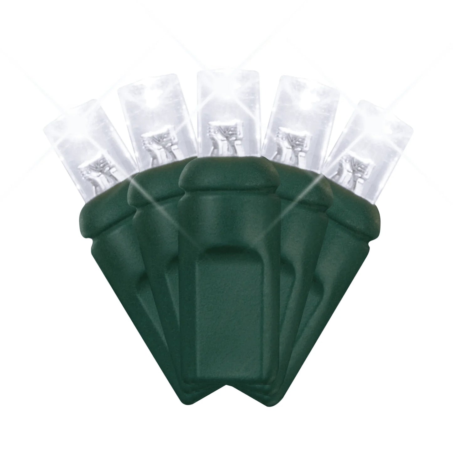 LED Mini Lights 5MM Pure White Twinkle Green Wire  6" Spacing