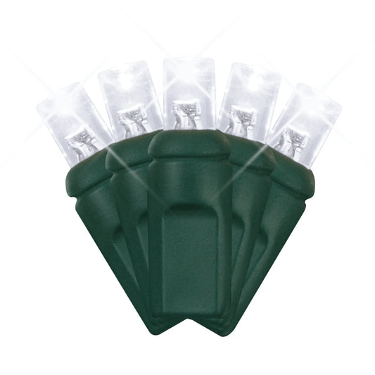 LED Mini Lights 5MM Pure White Twinkle Green Wire  6" Spacing