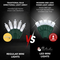 LED Mini Lights 5MM Pure White Twinkle Green Wire  6" Spacing