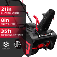 21'' 212cc Single Stage Gas Snow Blower w/ Electric Start w/ LED light MB7006B