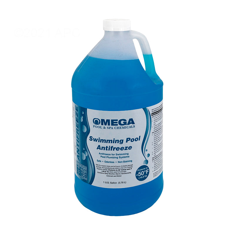Omega Non-Toxic Pool Antifreeze, 1 Gallon, Rated to -50 Degrees F, Blue
