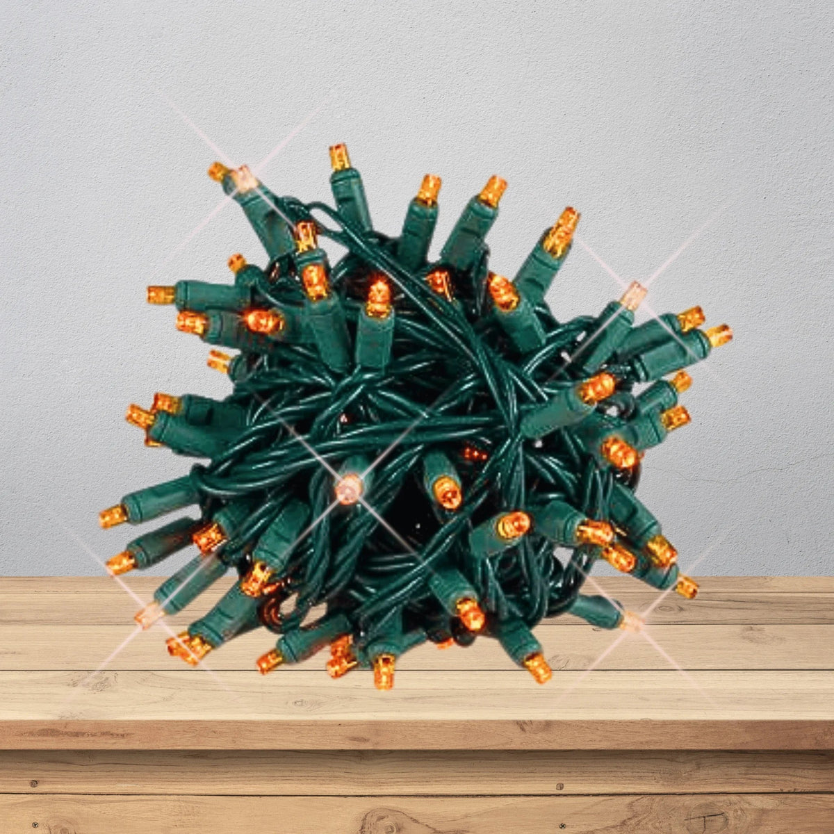 LED Mini Lights 5MM Orange Twinkle  6" Spacing