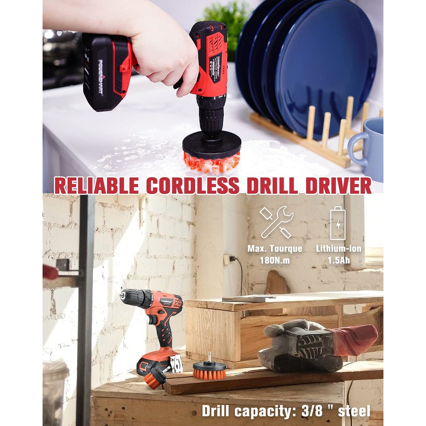 20V Cordless Drill Driver w/ Brushes, Battery & Charger Included PS76430A