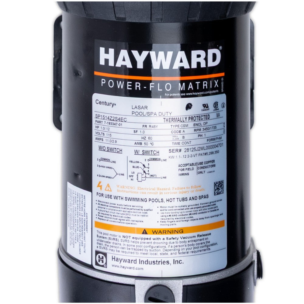 Pump, Hayward PowerFlo, 1hp, 2-Spd, 115V, 6ft Cord
