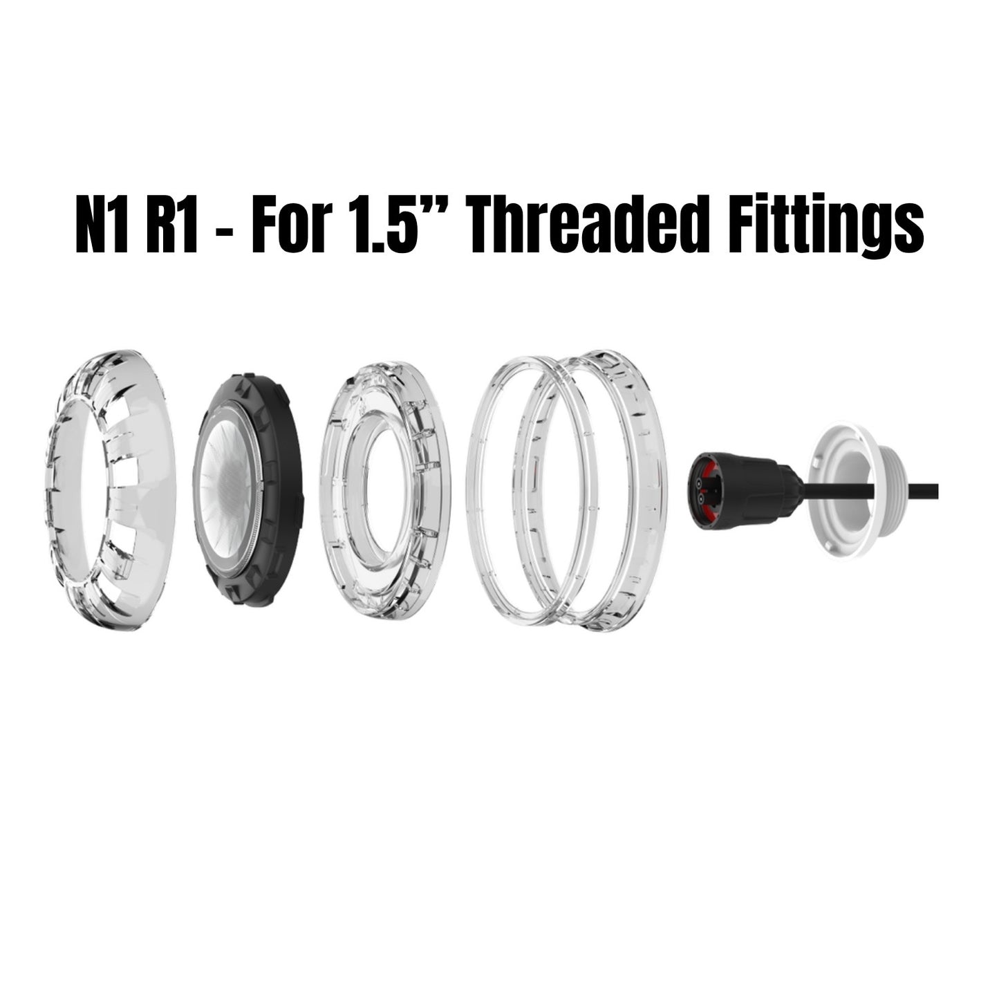 Spa Electrics Argon Concrete N1 Multi Plus Light & Clear Rim Adaptor Kit & Argon Plug Top Kit, N1 L12 R1 CMP