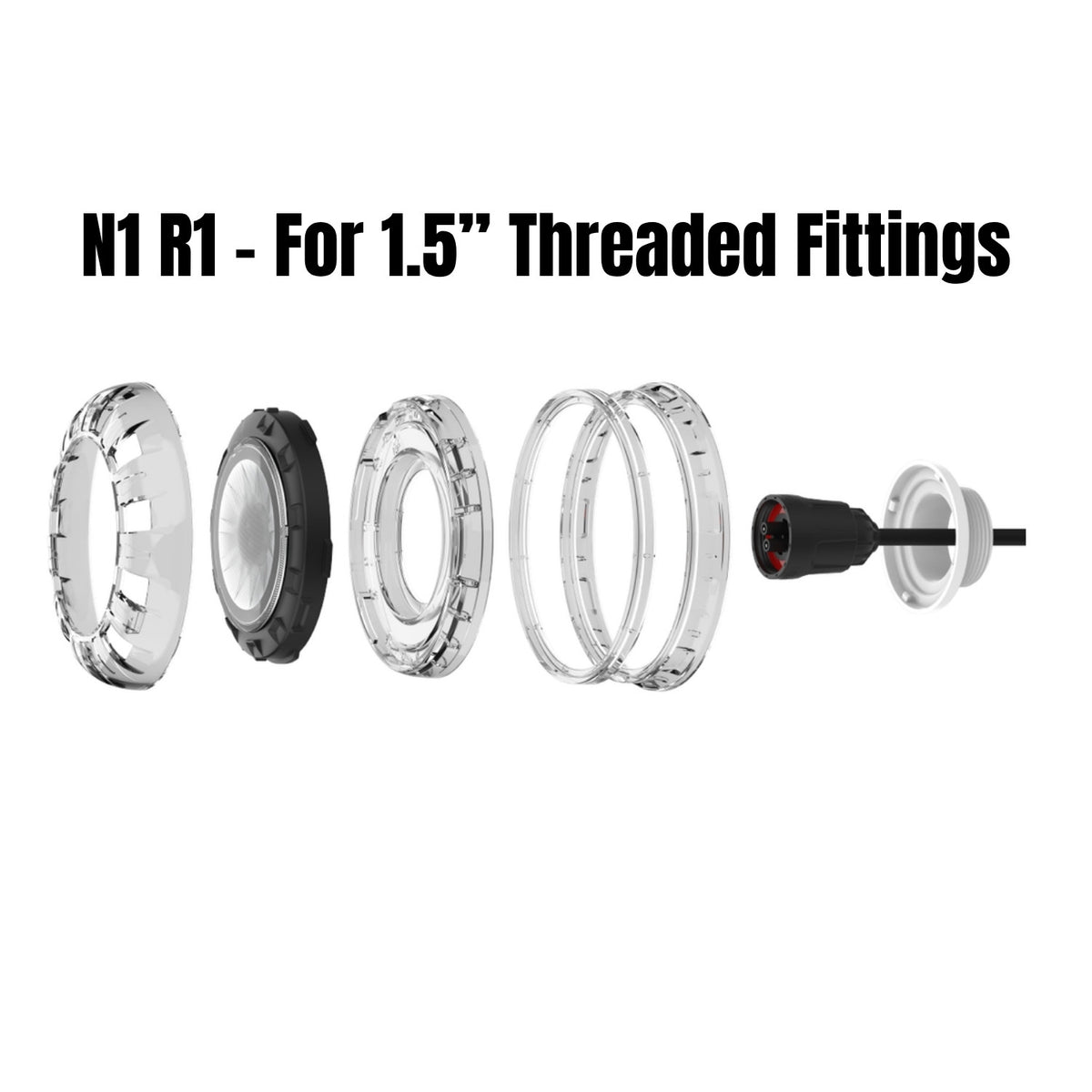 Spa Electrics Argon Concrete N1 Multi Plus Light & Clear Rim Adaptor Kit & Argon Plug Top Kit, N1 L12 R1 CMP