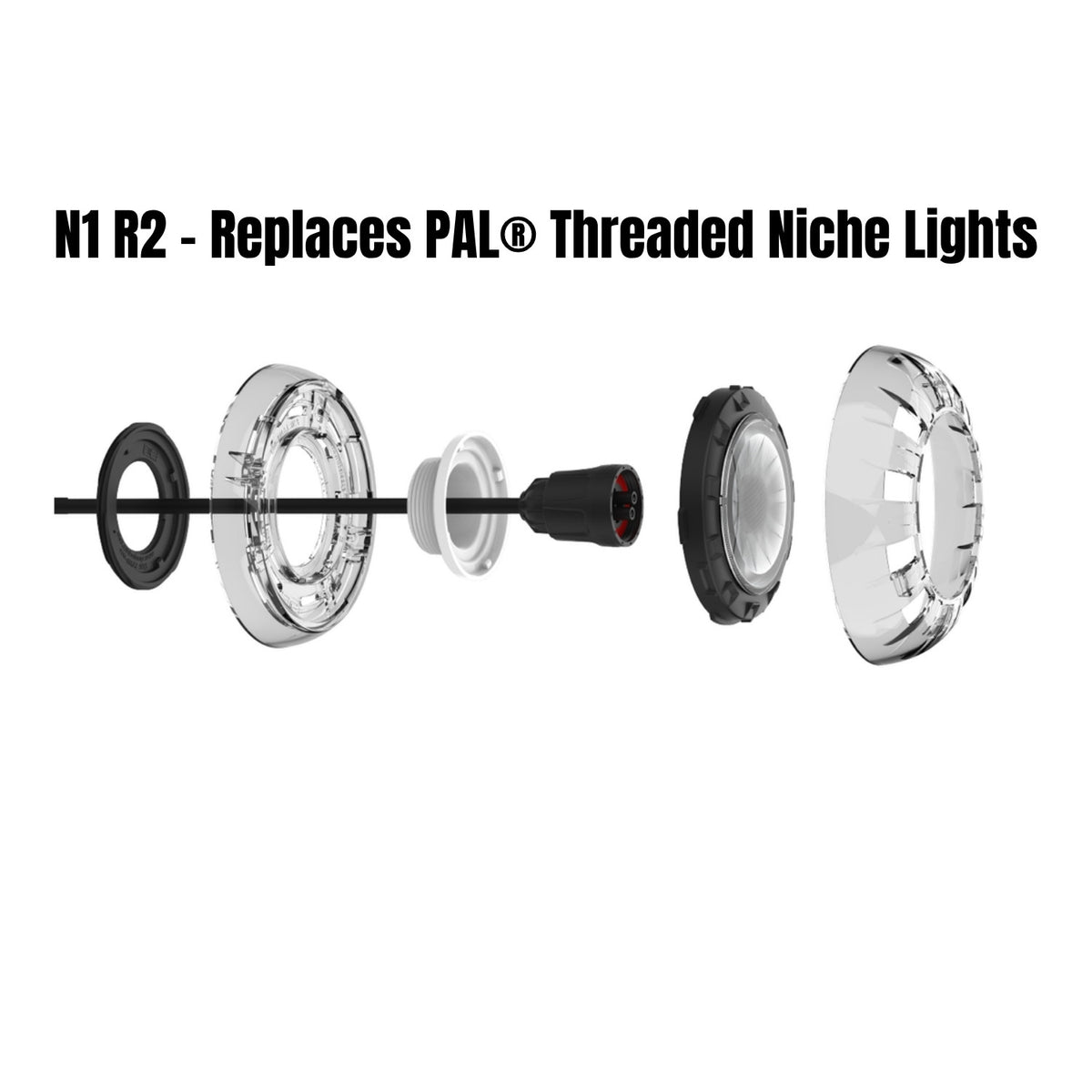Spa Electrics Argon Pal N1 Multi Plus Light Clear Rim & Pal Adaptor Kit & Argon Plug Top Kit, N1 L12 R2 CMP