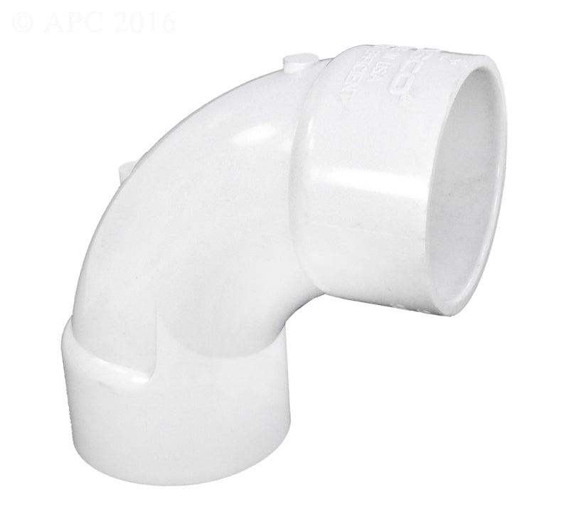 Lasco 406-020SW 2 inch Schedule 40 PVC 90 Degree Sweep Elbow, Slip x Slip