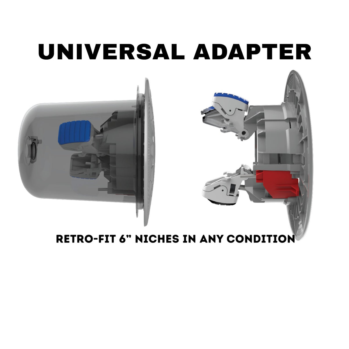 Spa Electrics R6 RETRO 6" White 4000K LED Light, 6" Niche Adapter, White Rim, 0.5' Cable with Joiner