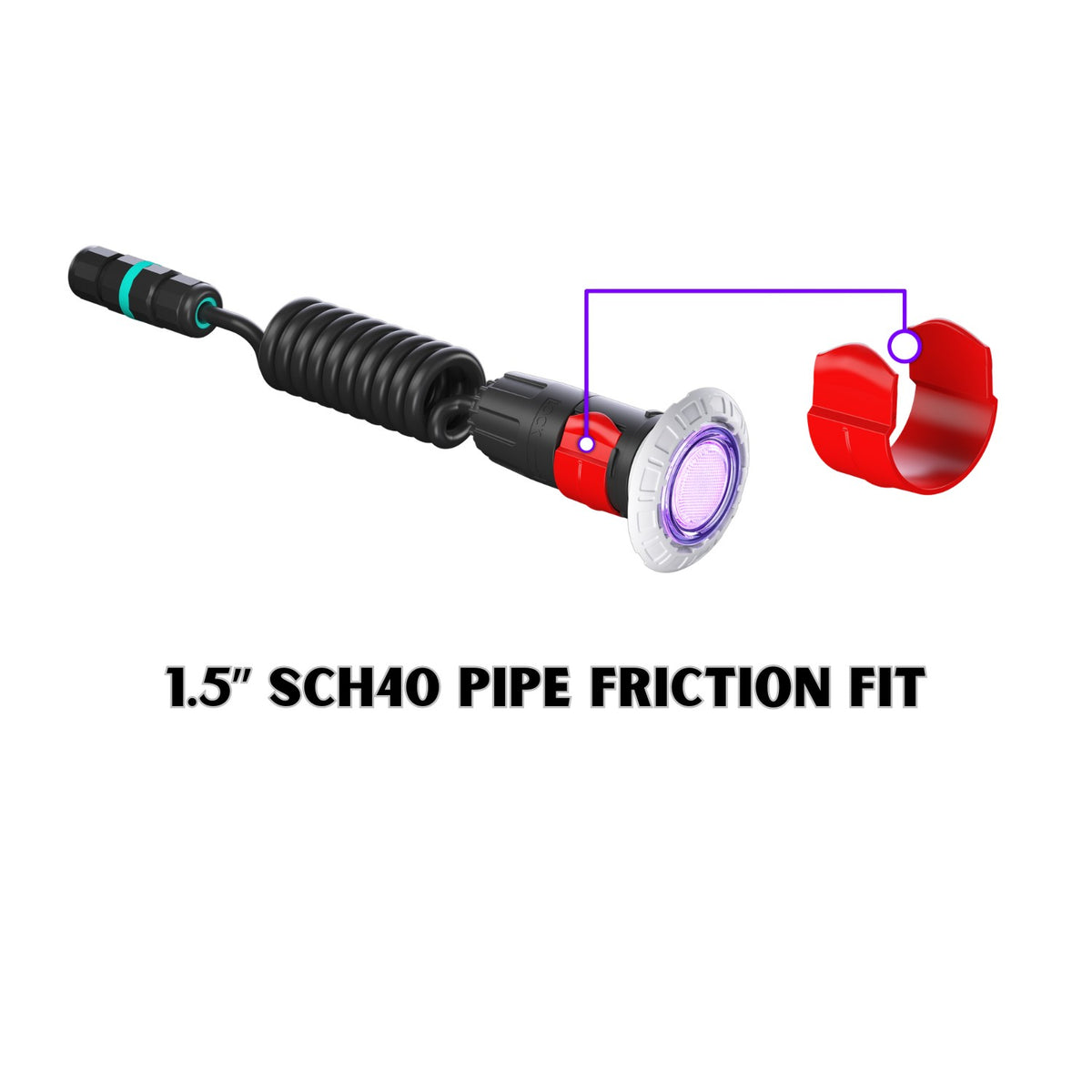 Spa Electrics T1 RETRO 1.5" Multi-Color LED Light, 2x Grey Rims, 0.5' Cable with Joiner