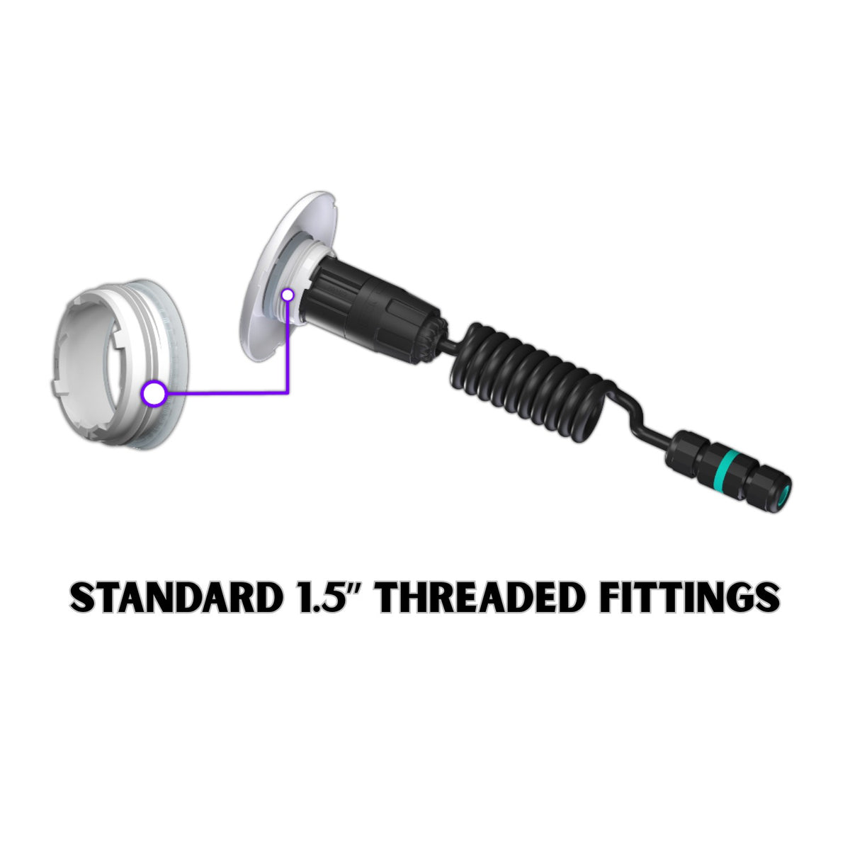 Spa Electrics T1 RETRO 1.5" Multi-Color LED Light, 2x White Rims, 0.5' Cable with Joiner