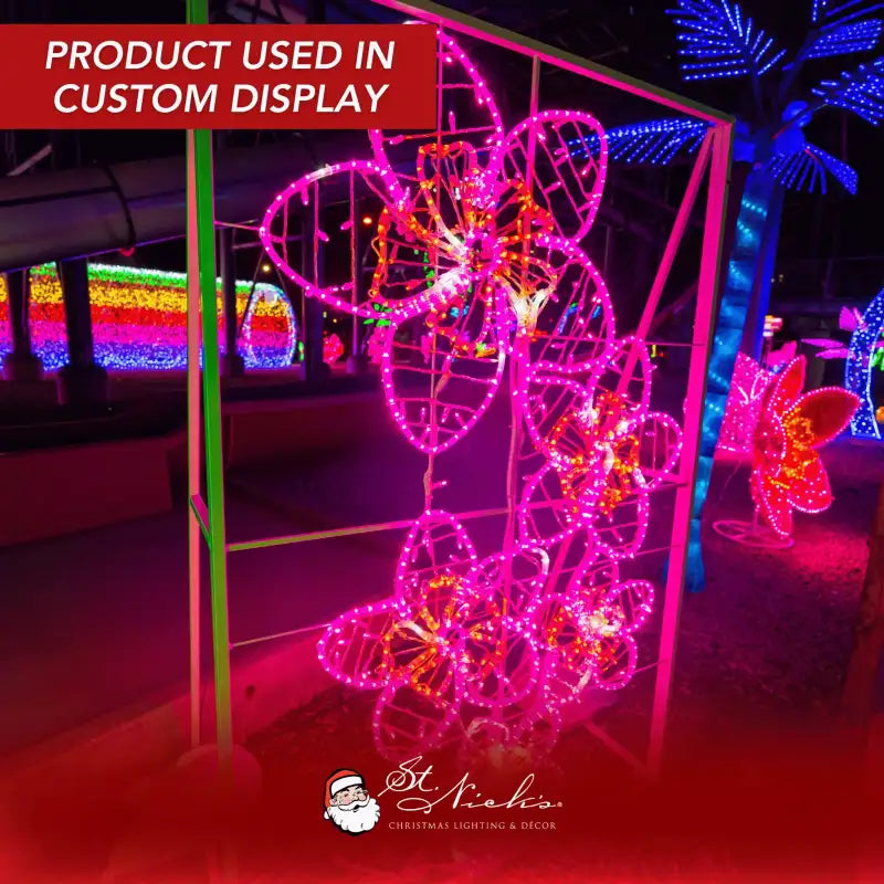 LED Mini Lights 5MM Pink Static Green Wire 6" Spacing