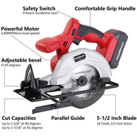 20V Cordless 5.5" Circular Saw w/ Battery & Charger PS76410A