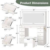 11-Drawer Makeup Vanity Desk with Crystal Knobs