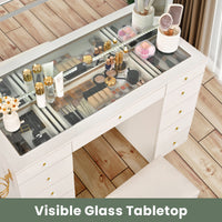 11-Drawer Makeup Vanity Desk with Crystal Knobs