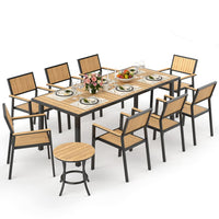 Pamapic Aluminum and Plastic-Wood Outdoor Dining Table Set