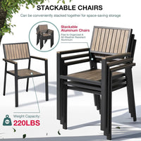 Pamapic Aluminum and Plastic-Wood Outdoor Dining Table Set