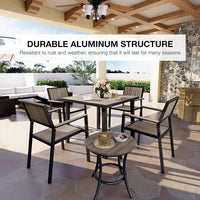 Pamapic Aluminum and Plastic-Wood Outdoor Dining Table Set