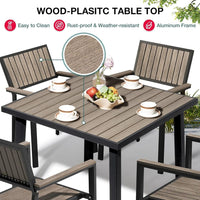 Pamapic Aluminum and Plastic-Wood Outdoor Dining Table Set