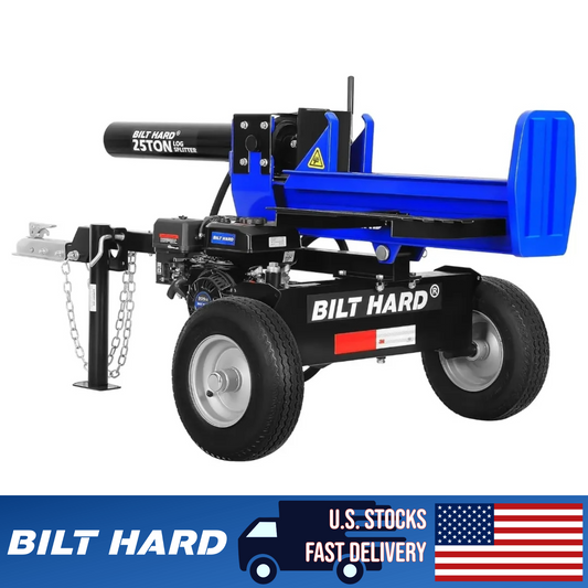 LOG-X Series 25-Ton Full Beam Gas Log Splitter: 7hp 209cc OHV Engine, 23" Stroke