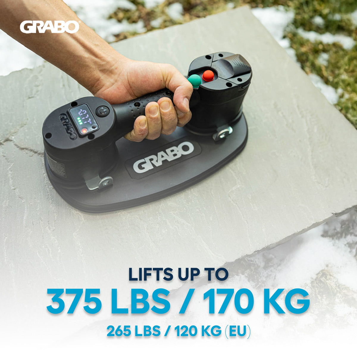 GRABO V2 Cordless Vacuum Suction Gripster, 1 Battery 1 Seal