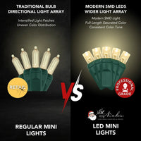 LED Mini Lights 5MM Warm White Static Green Wire - 6" Spacing