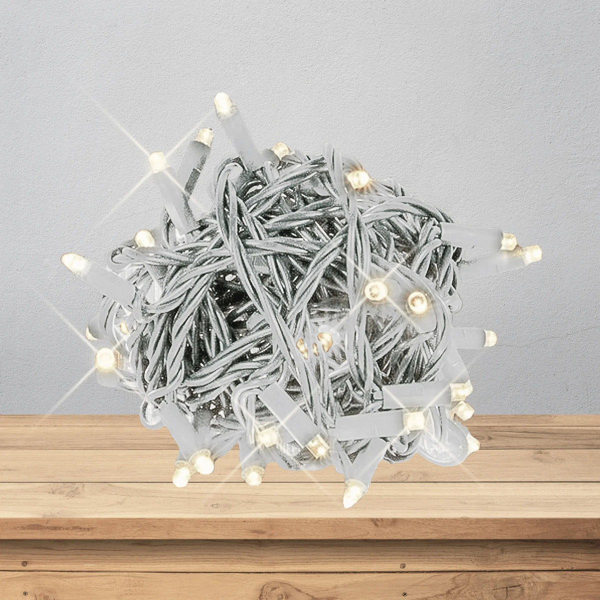LED Mini Lights 5MM White Wire Warm White Twinkle 4:1 -6" Spacing