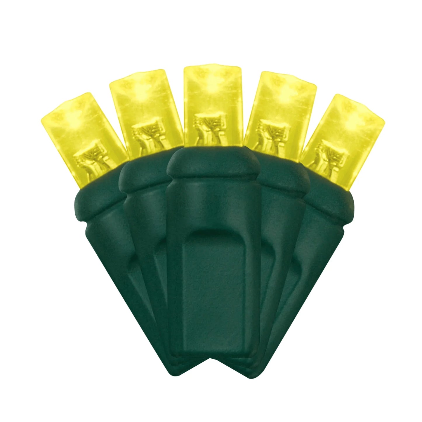 LED Mini Lights 5MM Yellow Static Green Wire - 6" Spacing