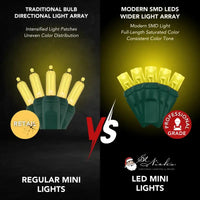 LED Mini Lights 5MM Yellow Static Green Wire - 6" Spacing