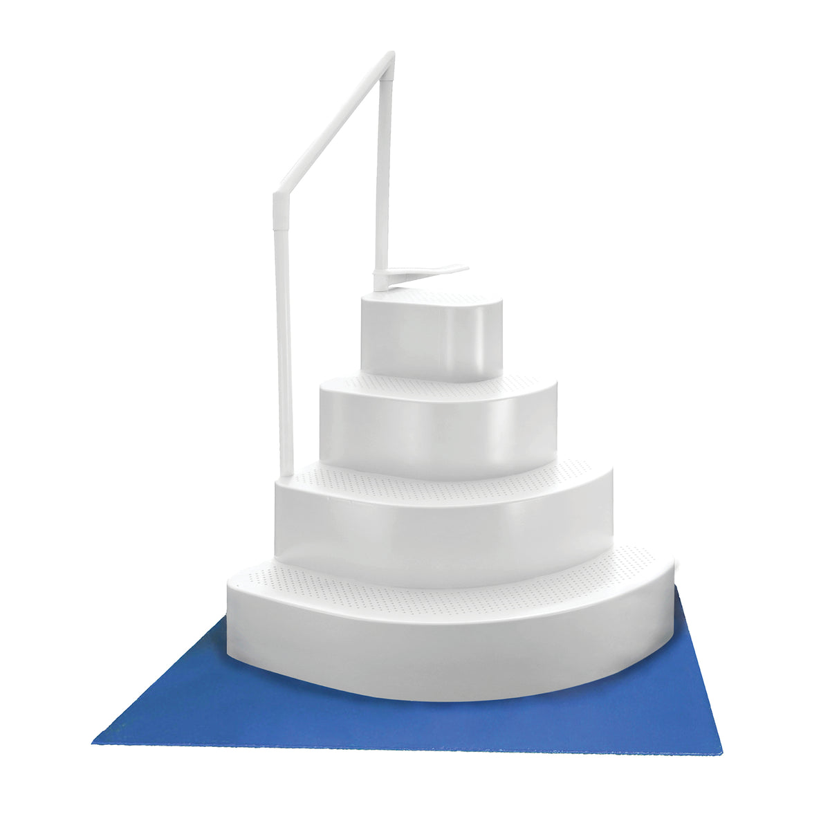 Blue Wave Wedding Cake Step with 4' x 5' Liner Pad for Above Ground Pools, White, NE110WH