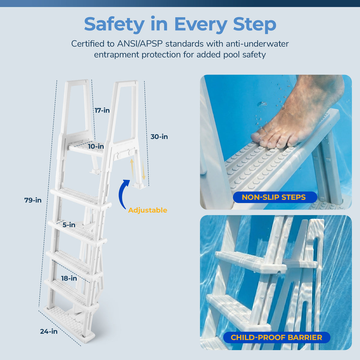 Heavy Duty In-Pool Ladder for Above Ground Pools, feature detail (image 4)