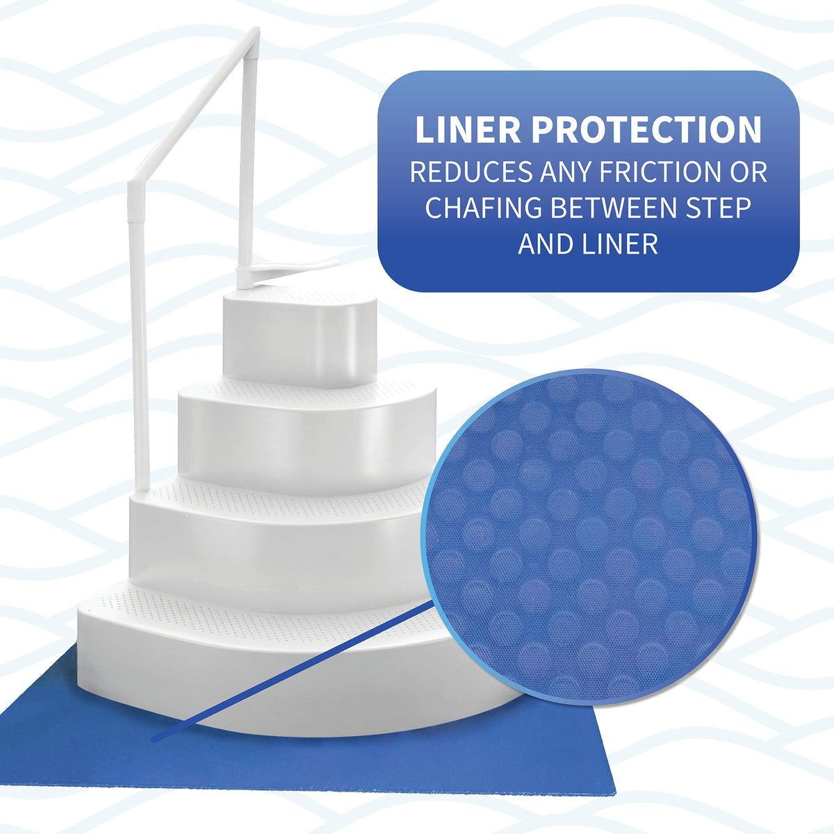 Wedding Cake Above Ground Pool Step w/ Liner Pad, feature detail (image 5)