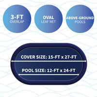 24' x 12' Oval Arctic Armor Leaf Net for Above Ground Pools, Goes Over Winter Cover, feature detail (image 2)