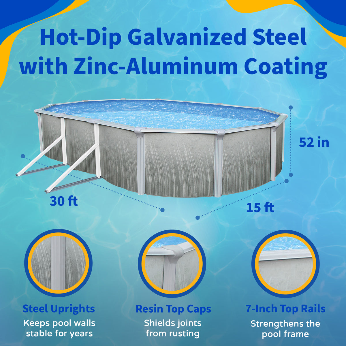Martinique 30' x 15' Oval above-ground pool package, feature detail (image 3)