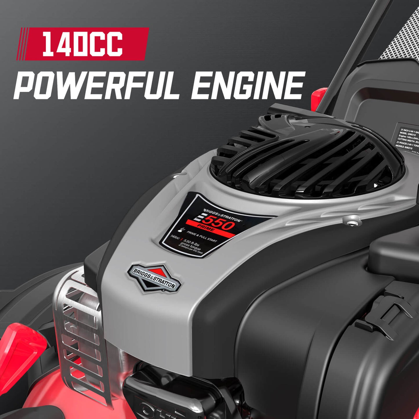 21'' 140cc Gas Push Lawn Mower w/ Briggs & Stratton E550 Engine B8621P