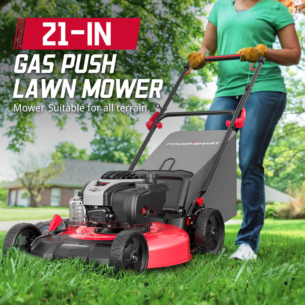 21'' 140cc Gas Push Lawn Mower w/ Briggs & Stratton E550 Engine B8621P