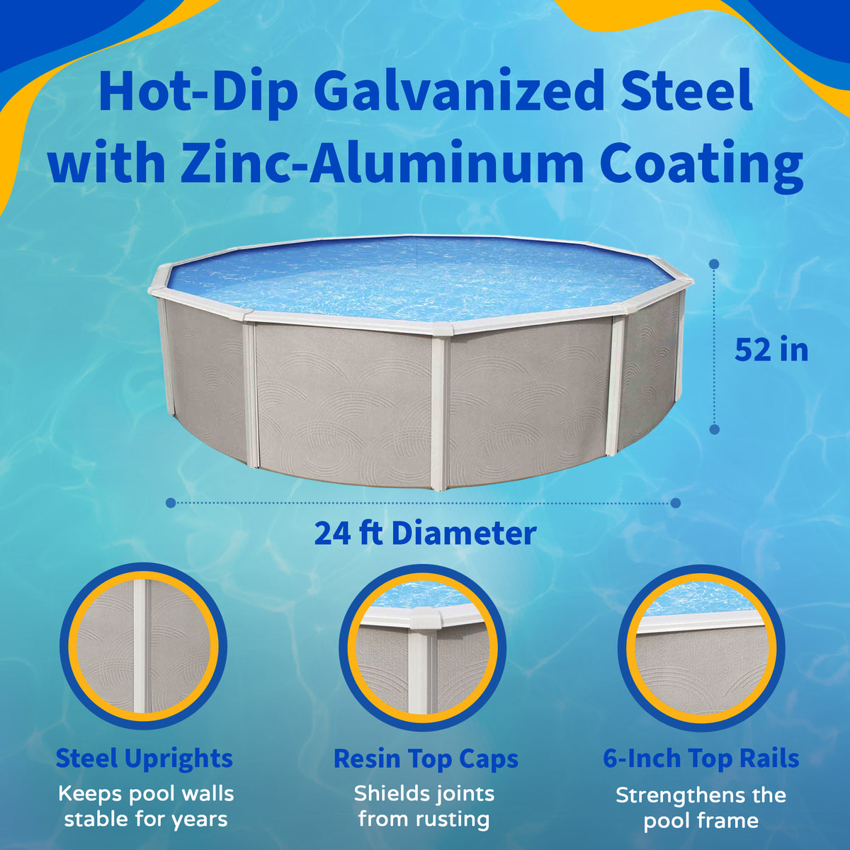 Belize 24' Round above-ground pool package, feature detail (image 4)