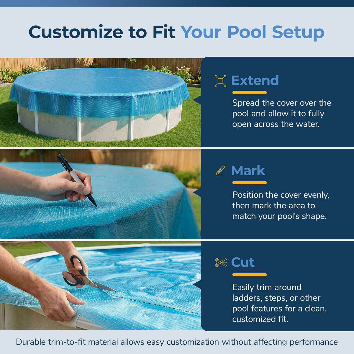 Blue Wave 12' Round 8 Mil Blue Solar Cover for Above Ground Pools, feature detail (image 5)